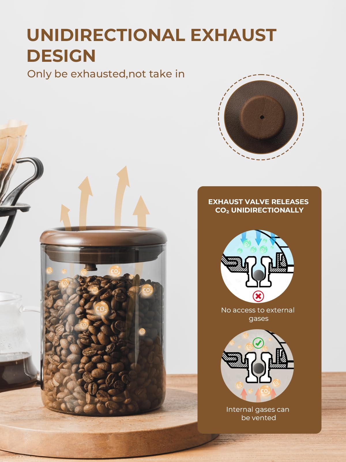 Tourdeus UV-protected tinted glass shields beans from light to maintain quality.
