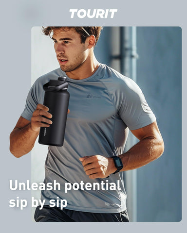 TOURIT 32oz Obsidian backpack-friendly design fits in bags for travel