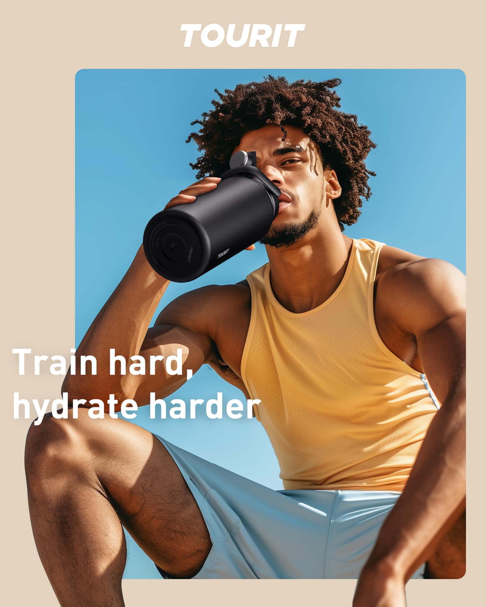 TOURIT 32oz Obsidian dishwasher-safe icon means easy post-workout cleanup