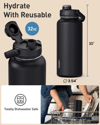 TOURIT 32oz Obsidian vacuum insulation in action keeps beverages at desired temperatures