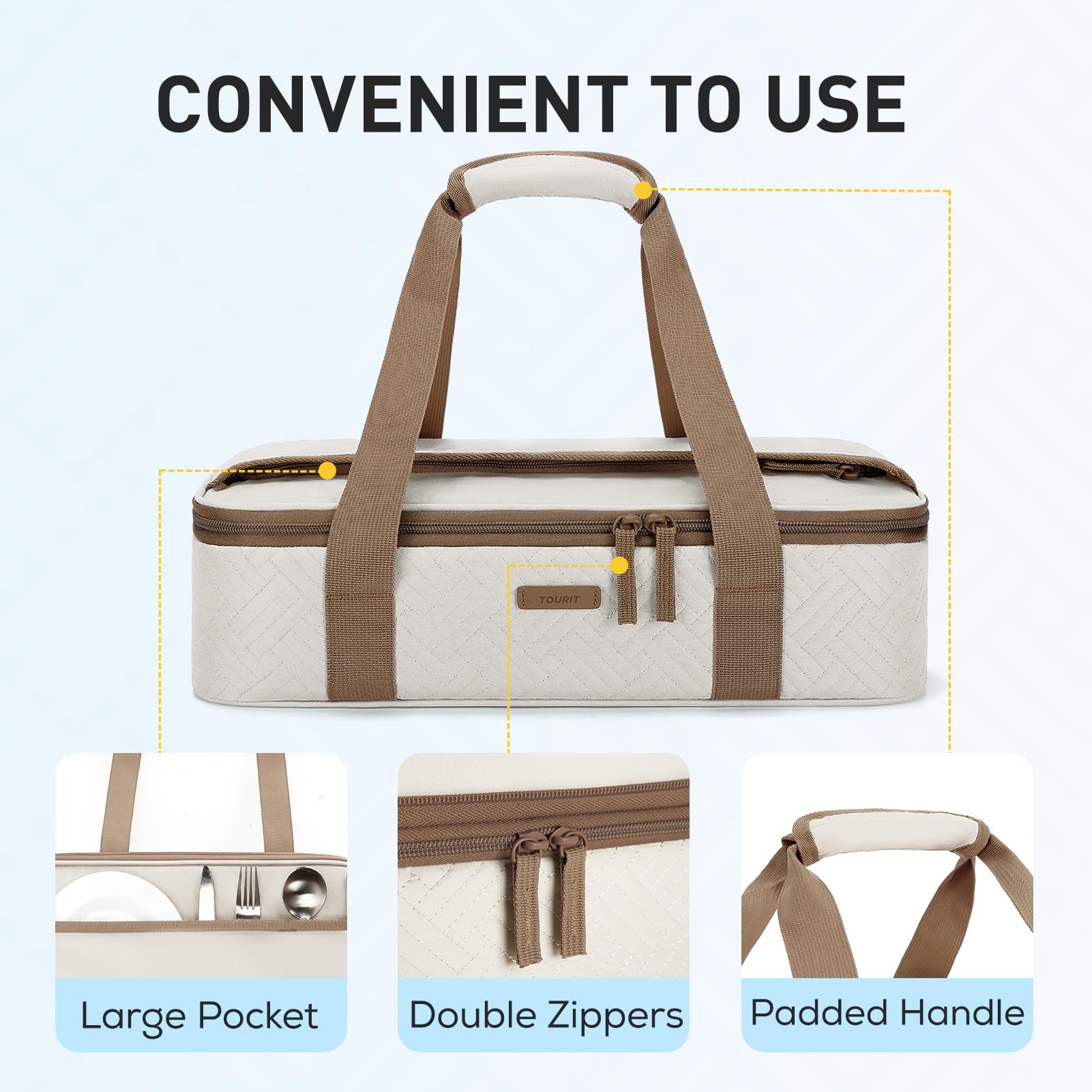 TOURIT durable padded handles ease carrying during transit.