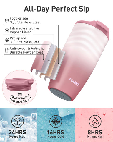 TOURIT matte powder coating provides a secure grip even with sweaty hands