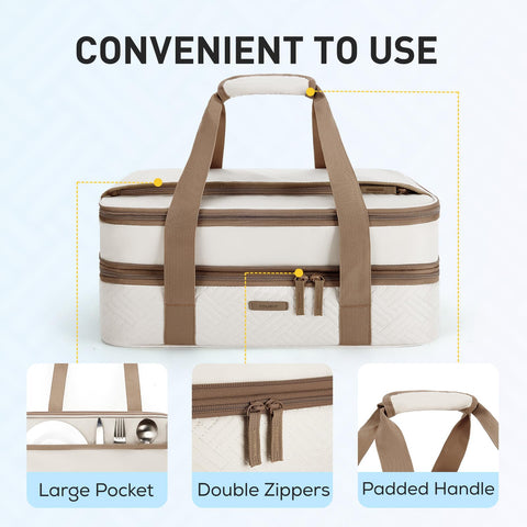 TOURIT top zip pocket holds utensils and small plates for easy serving