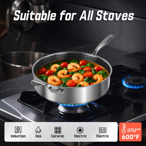 Toutrop 8-quart large pan ideal for braising, simmering, and family meals.