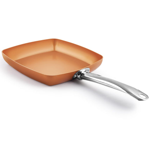 Toutrop copper square pan with angled handle and ceramic nonstick coating for easy cooking