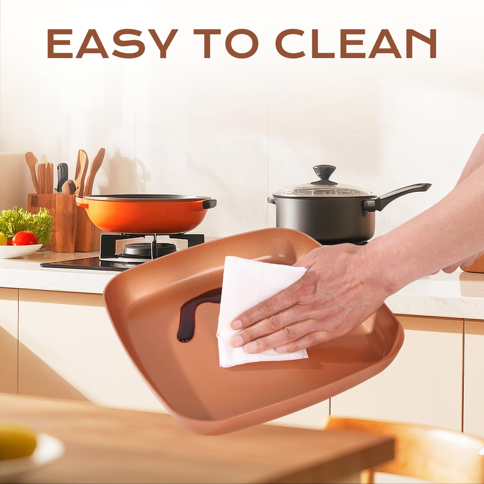 Toutrop easy-clean nonstick surface reduces scrubbing after meals