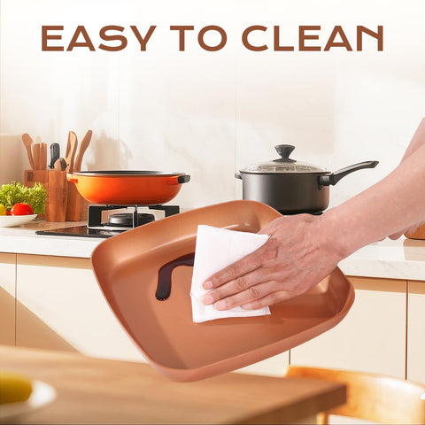 Toutrop easy-clean nonstick surface reduces scrubbing after meals