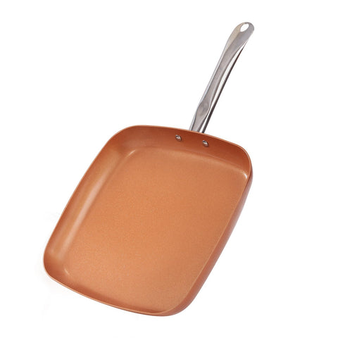 Toutrop non-stick copper square frying pan 12in ideal for quick searing and sautéing