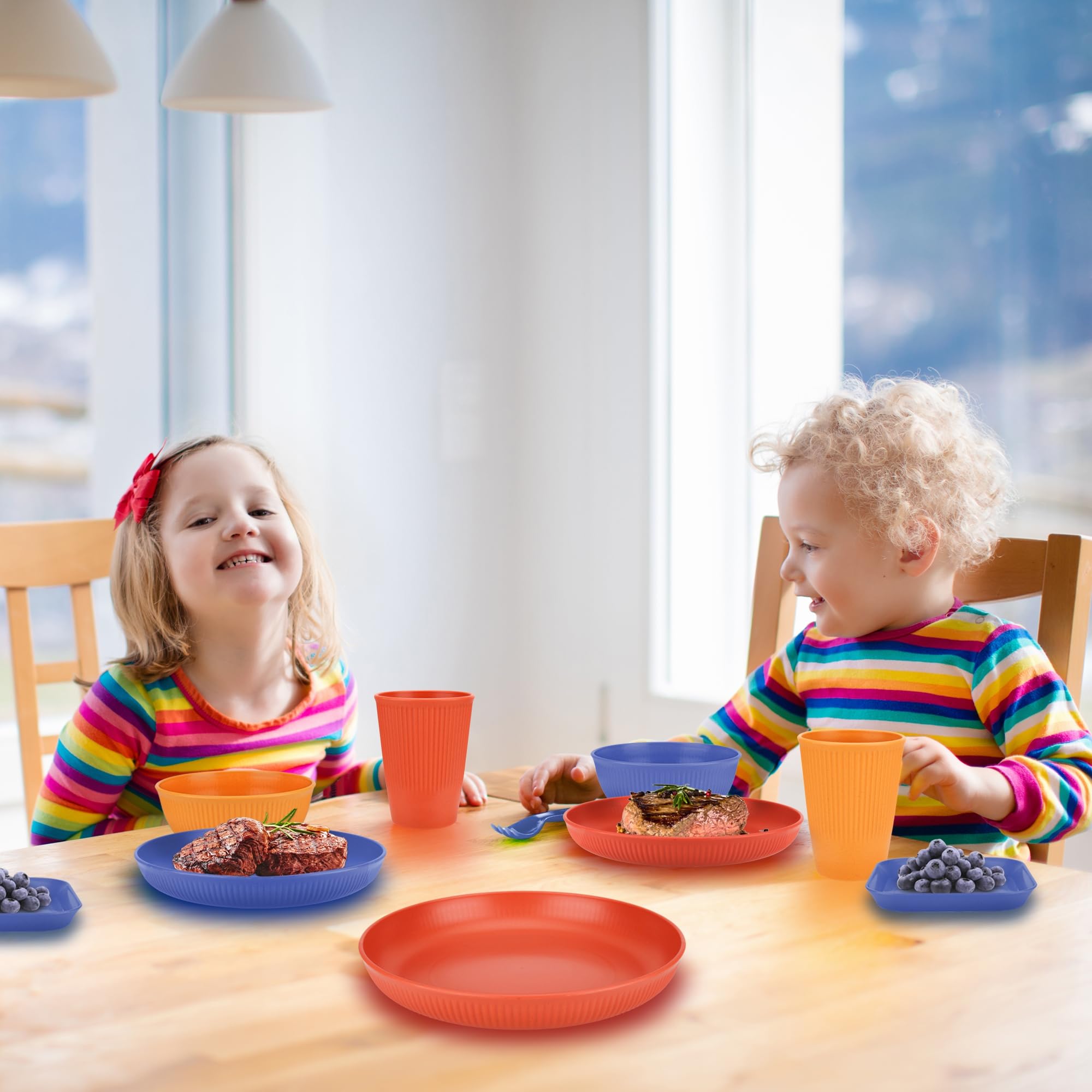 TOUWMX 42-piece dinnerware drinking cups, spill-safe and dishwasher-safe
