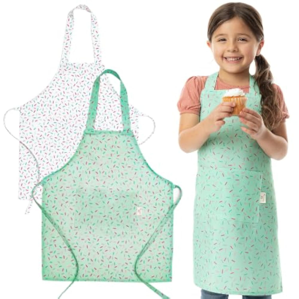 TOVLA JR kids apron blue with front pocket keeps clothes clean while cooking