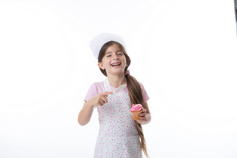 TOVLA JR kitchen-scene apron promotes imaginative cooking for kids