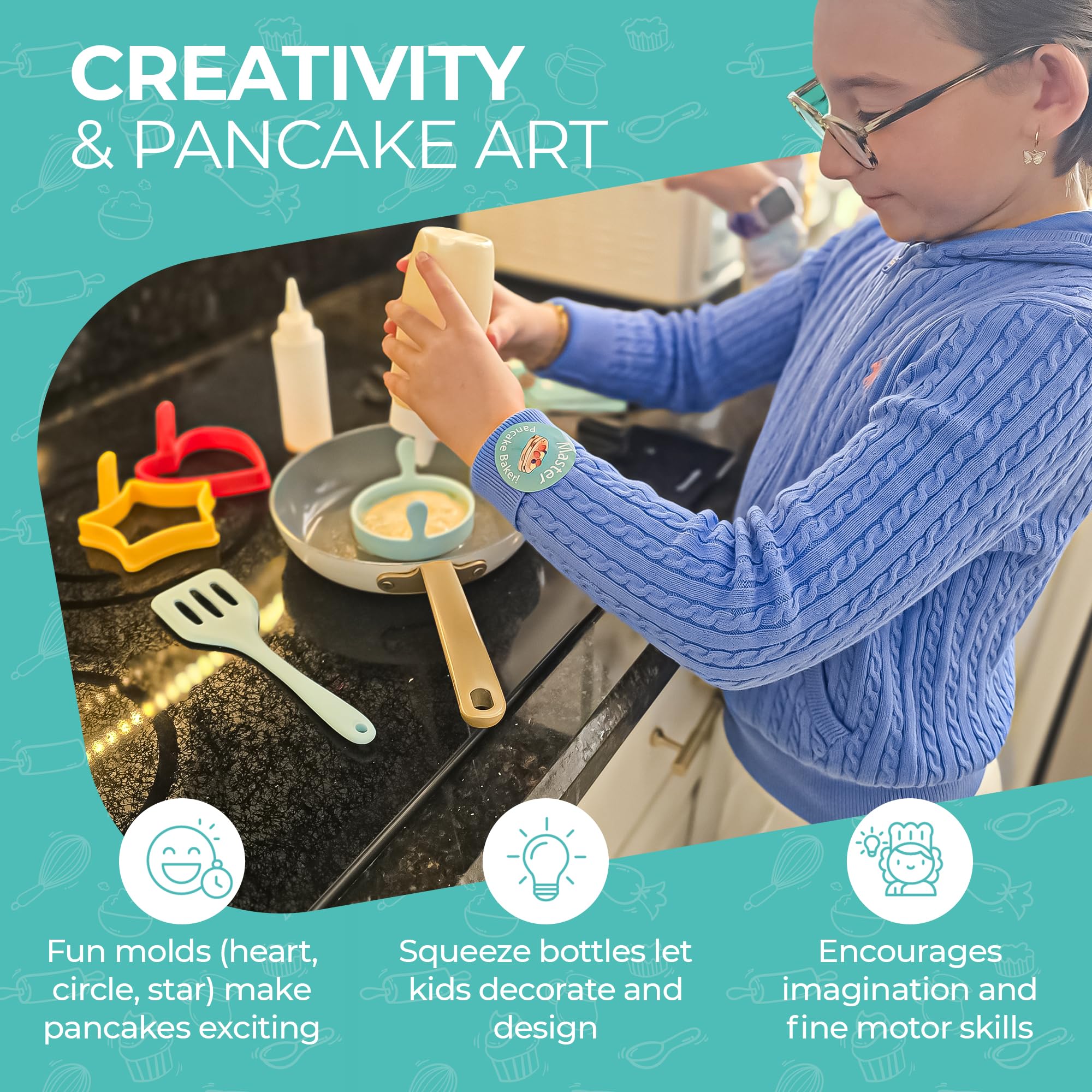 Tovla Jr pancake kit star mold encourages joyful morning artistry.