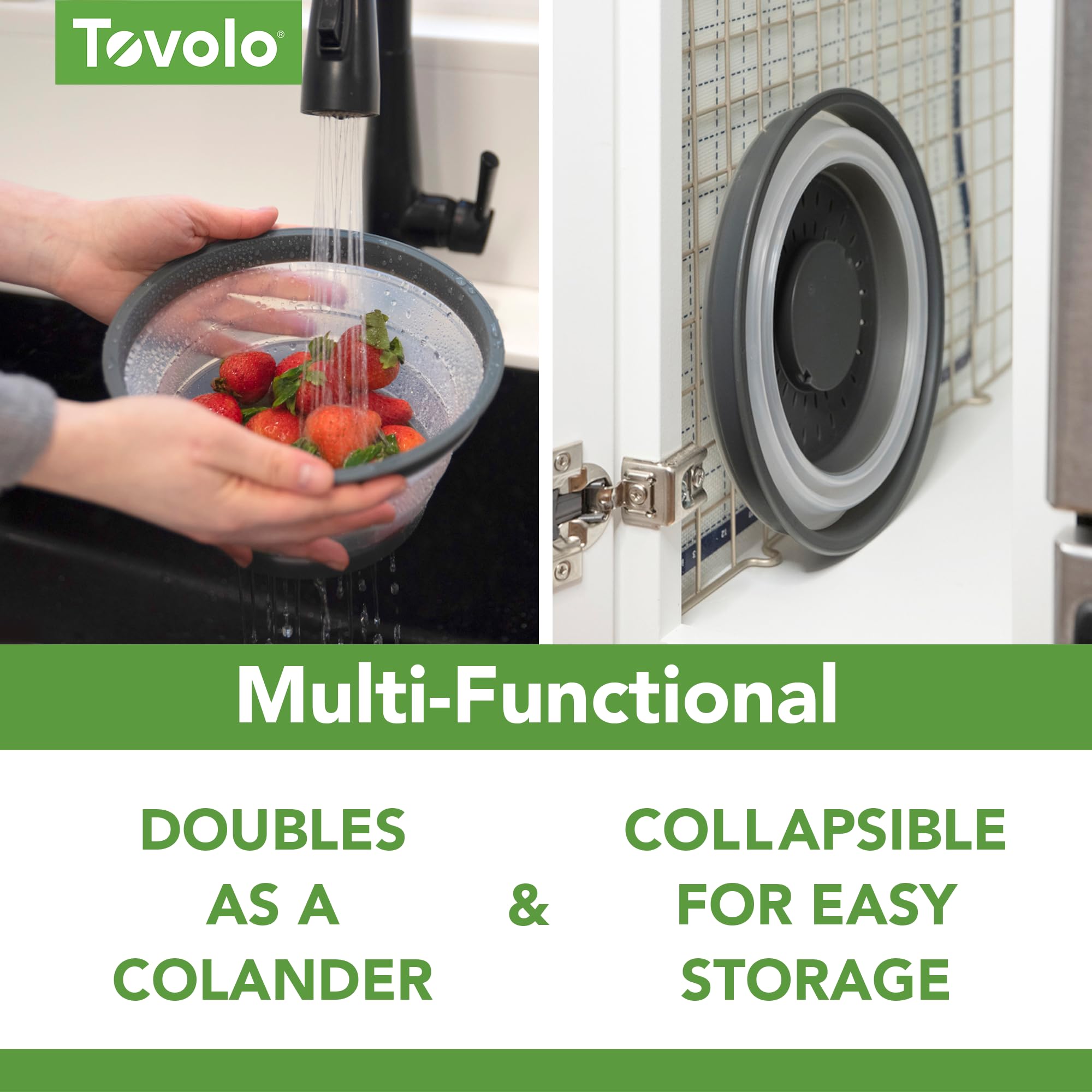 Tovolo collapsible silicone splatter lid nested storage saves space after use