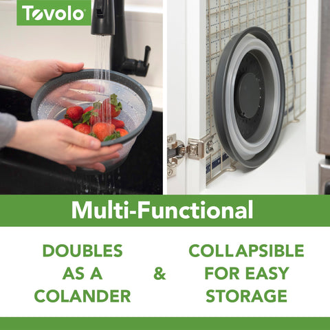 Tovolo collapsible silicone splatter lid nested storage saves space after use