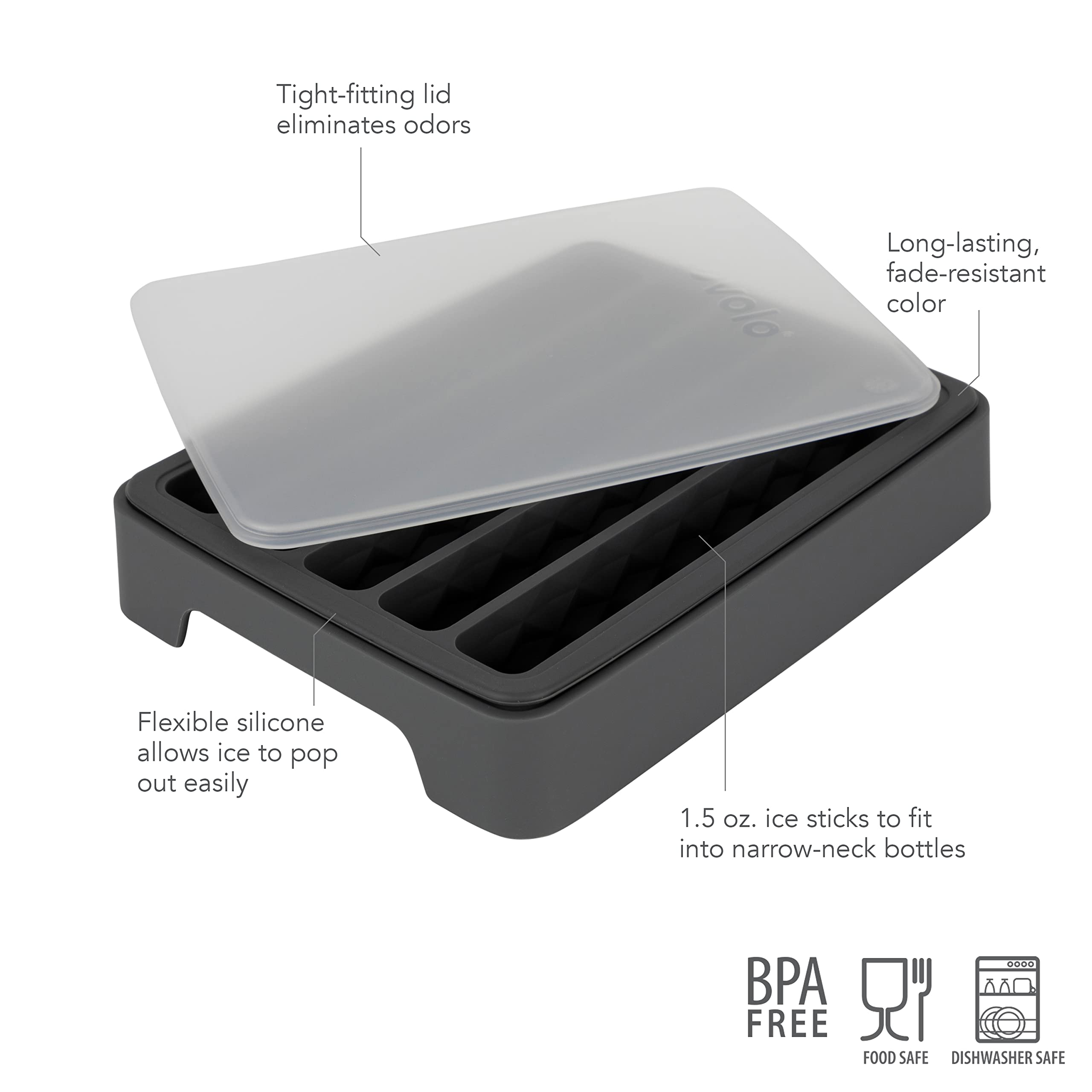 Tovolo ice-sticks tray shows bottle opening fit for deep, refreshing beverages