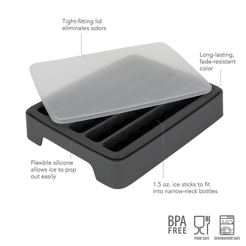 Tovolo ice-sticks tray shows bottle opening fit for deep, refreshing beverages