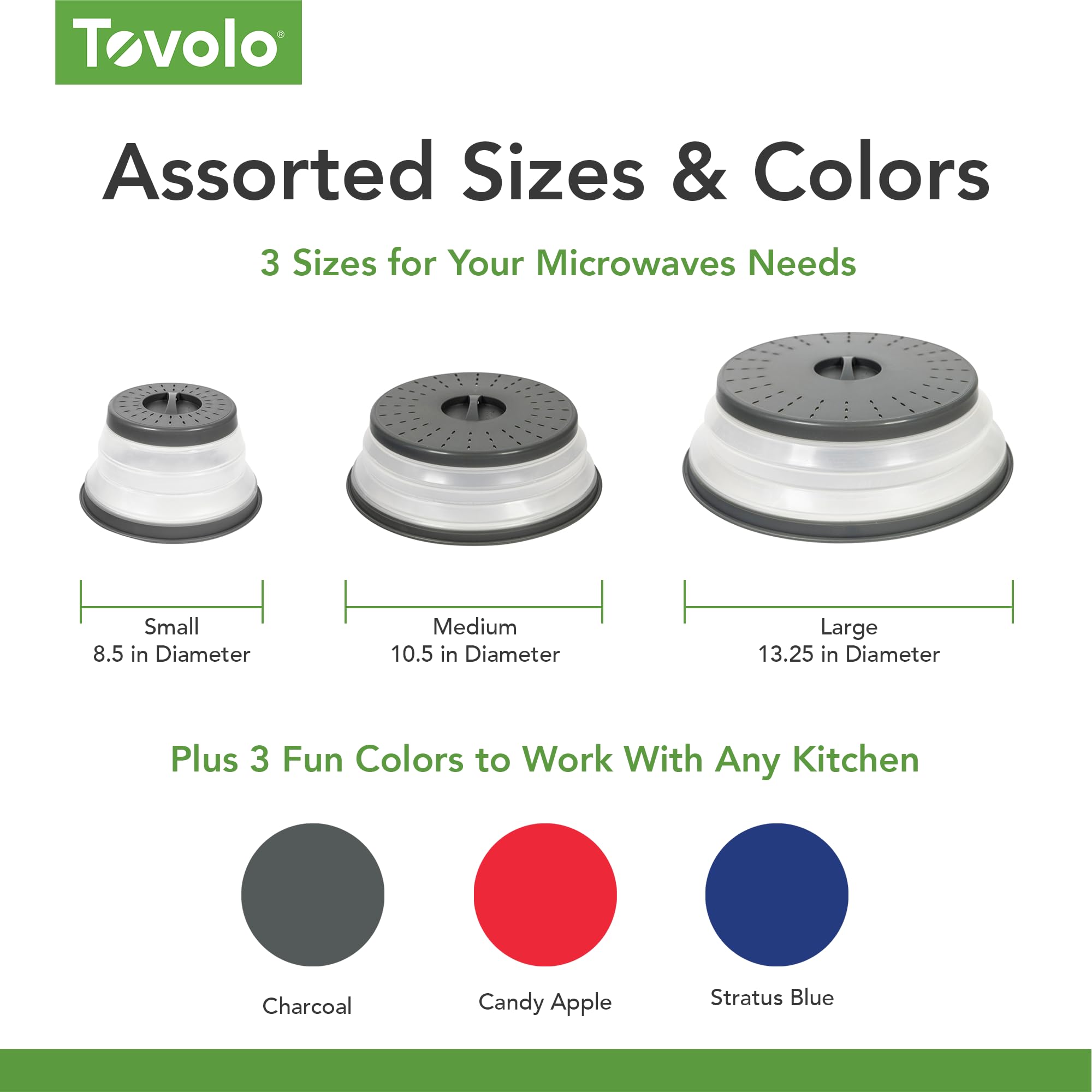 Tovolo vented silicone splatter cover promotes even heating and is dishwasher safe