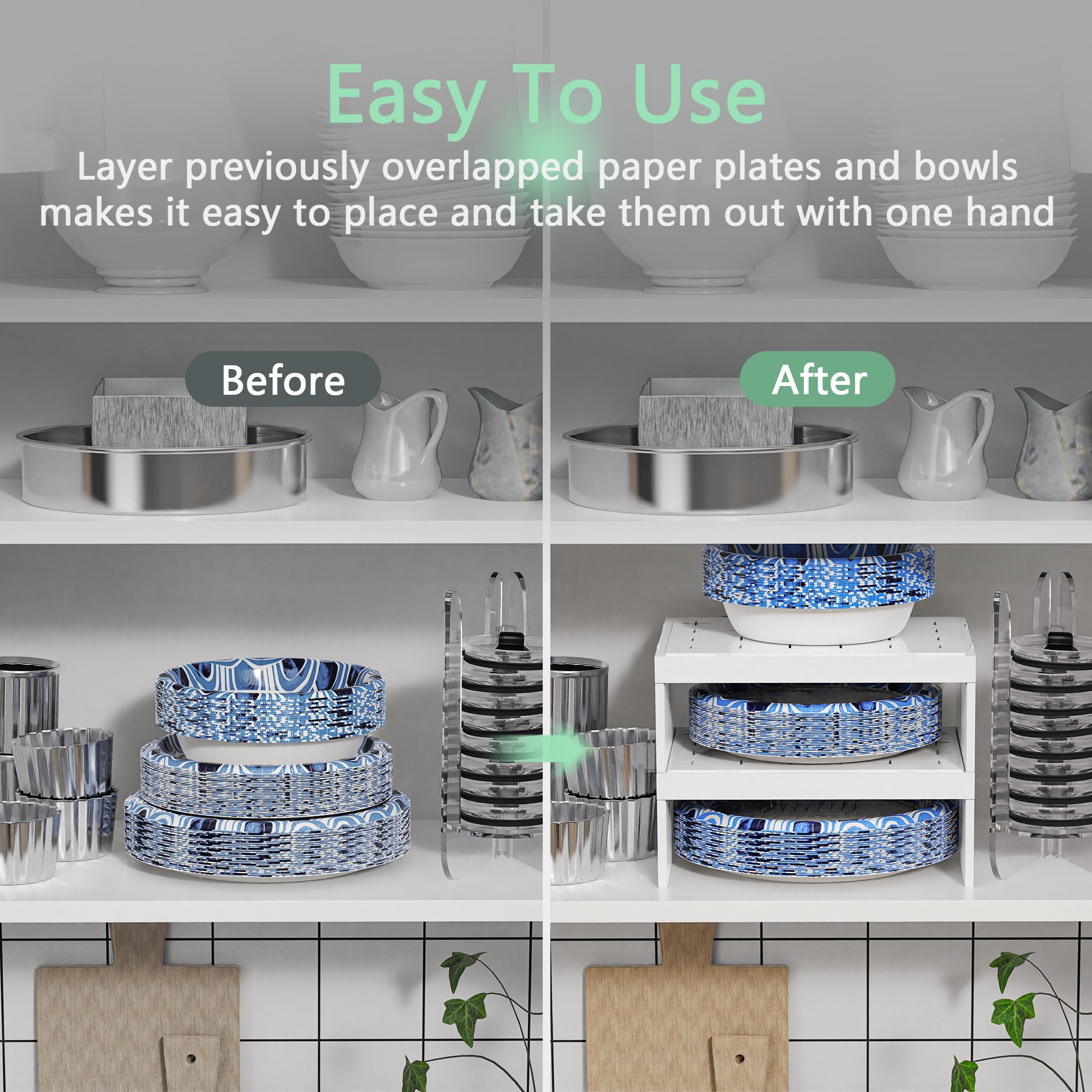 Towardfun bowl dispenser layered stack, keeps bowls organized and ready.