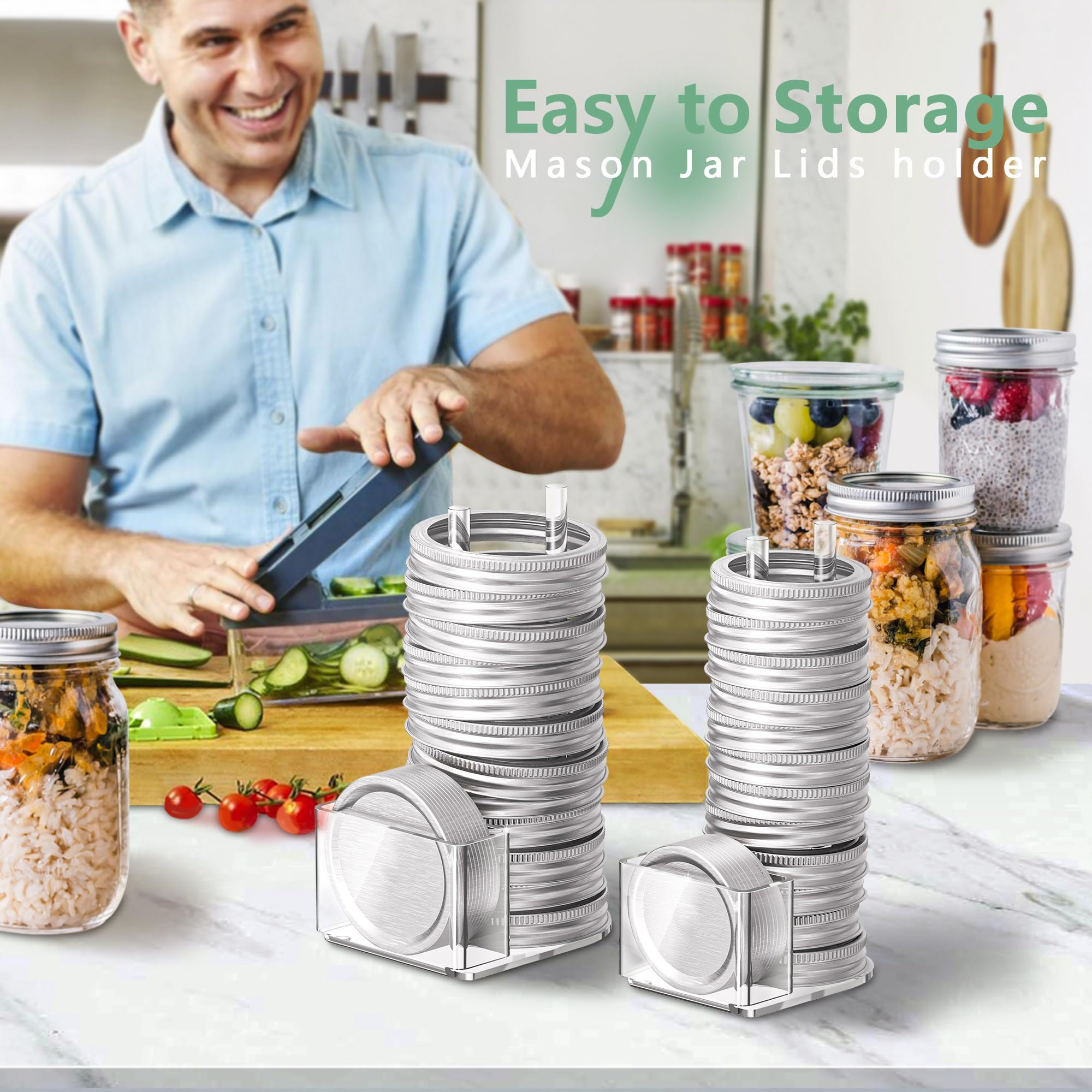 Towardfun clear lid storage keeps jars organized on counter or in cabinet.