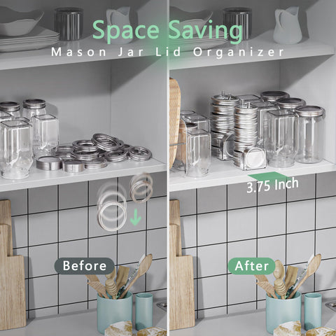 Towardfun Mason lid organizer regular stores regular-mouth lids for quick access.