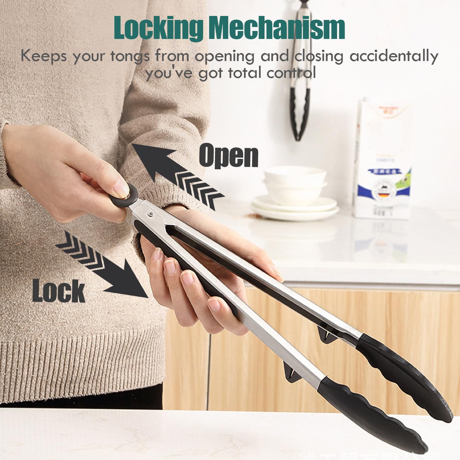 TOWINGO 12-inch Pasta tong for grabbing noodles