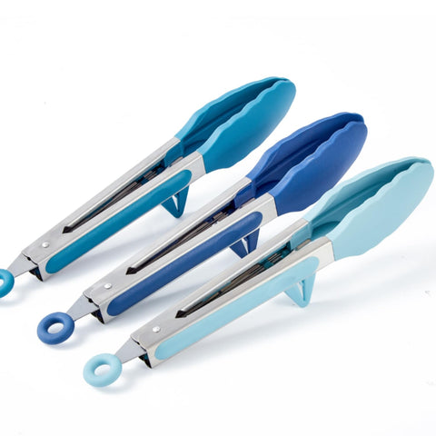 Towingo 9-inch kitchen tongs with silicone tips for safe cooking