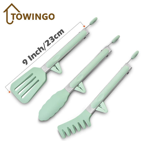 TOWINGO heat-resistant tongs handle high heat up to 600°F with silicone tips.