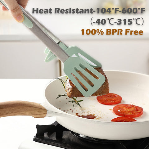 TOWINGO kickstand design keeps tongs off counters after use.