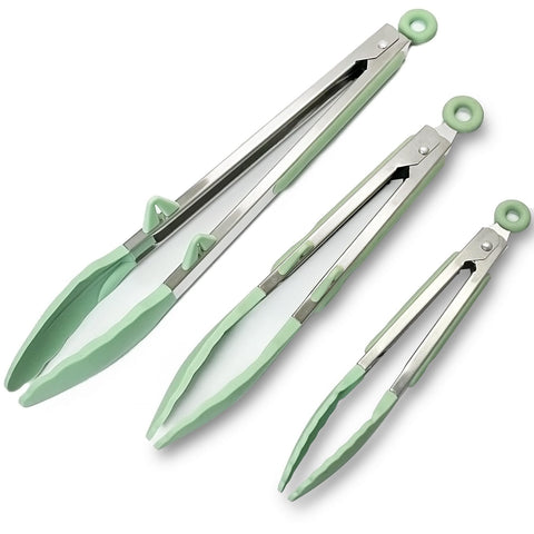 Towingo silicone tongs with kickstand keep counters clean and ready for use.