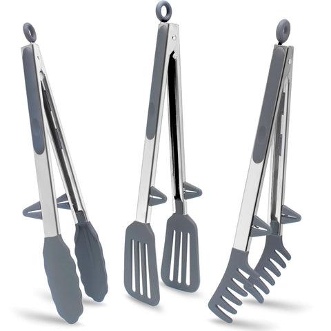 TOWINGO 12-inch Classic Food Tong in use for flipping and grabbing ingredients safely.