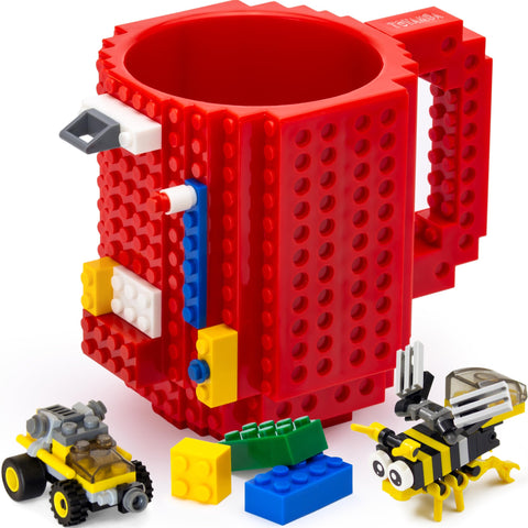 TOYAMBA Build-on Brick Mug red main view for creative coffee moments