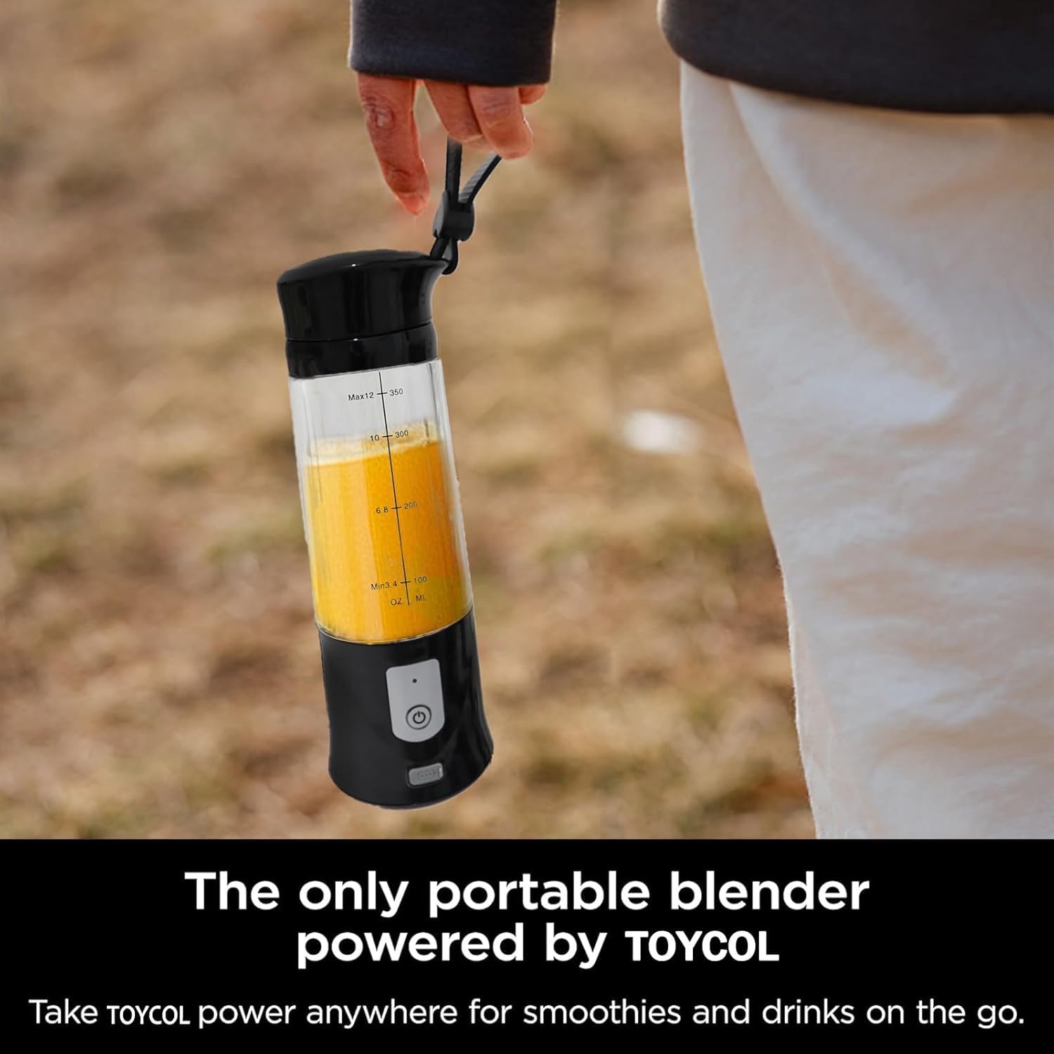 Toycol portable blender with six blades close-up showing blade quality for blending.
