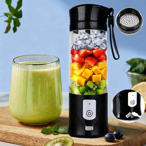Toycol portable blender showing USB recharge capability for easy charging on the move.