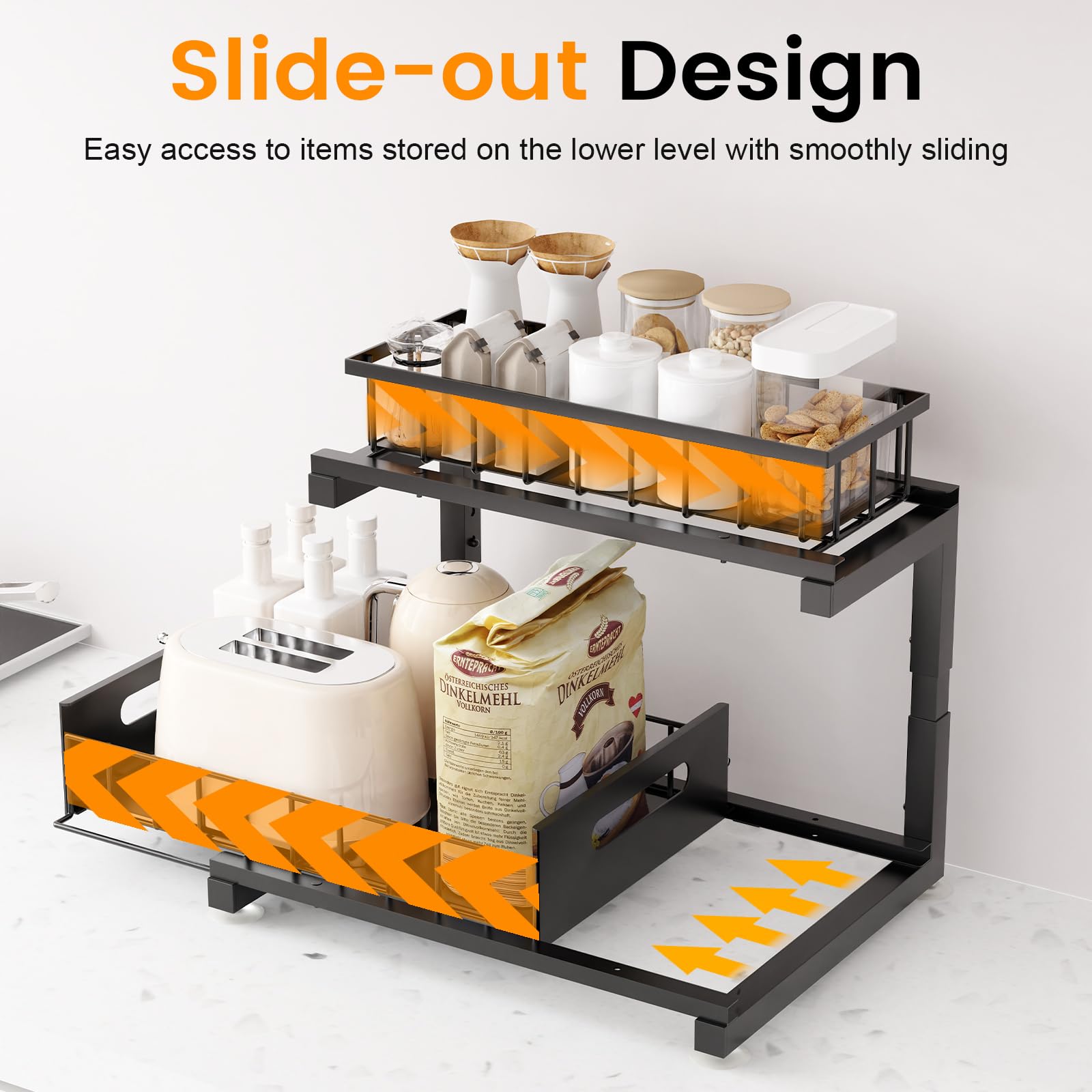 Toyear under-sink organizer bottom drawer provides roomy storage