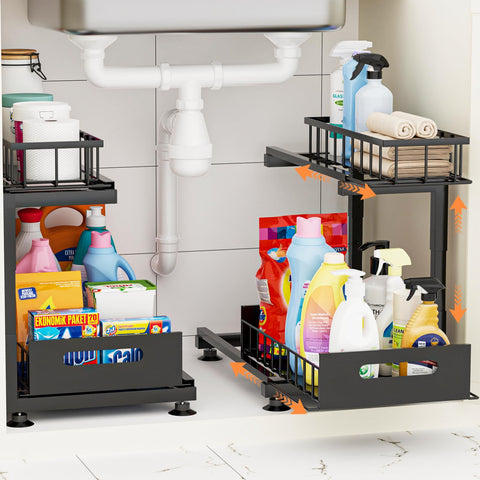 Toyear under-sink organizer top drawer for easy cabinet access