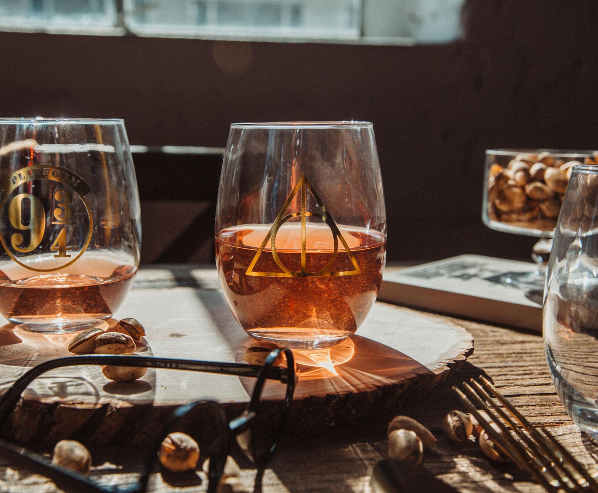Toynk Harry Potter elder wand gold stemless glass suggests premium sipping rituals.