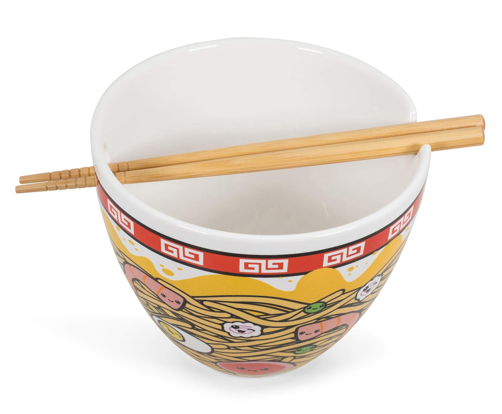 Toynk Sunken Noodles white bowl with red trim elevates table presentation.
