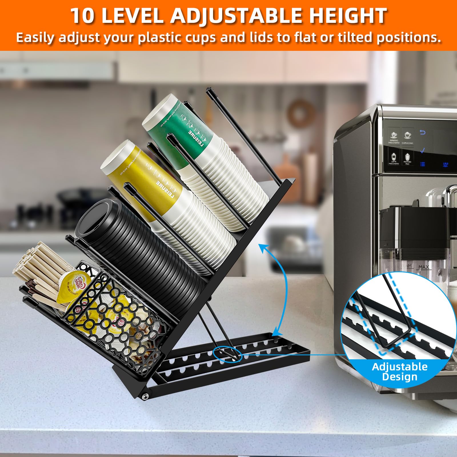 toytoto adjustable-height metal organizer adapts to various countertop setups