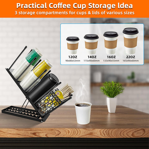 toytoto black metal coffee station for home or breakroom keeps essentials organized