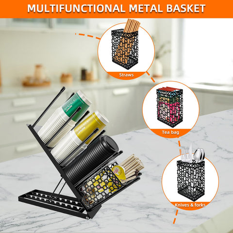 toytoto removable wire mesh basket stores small items like sugar packets and stirrers