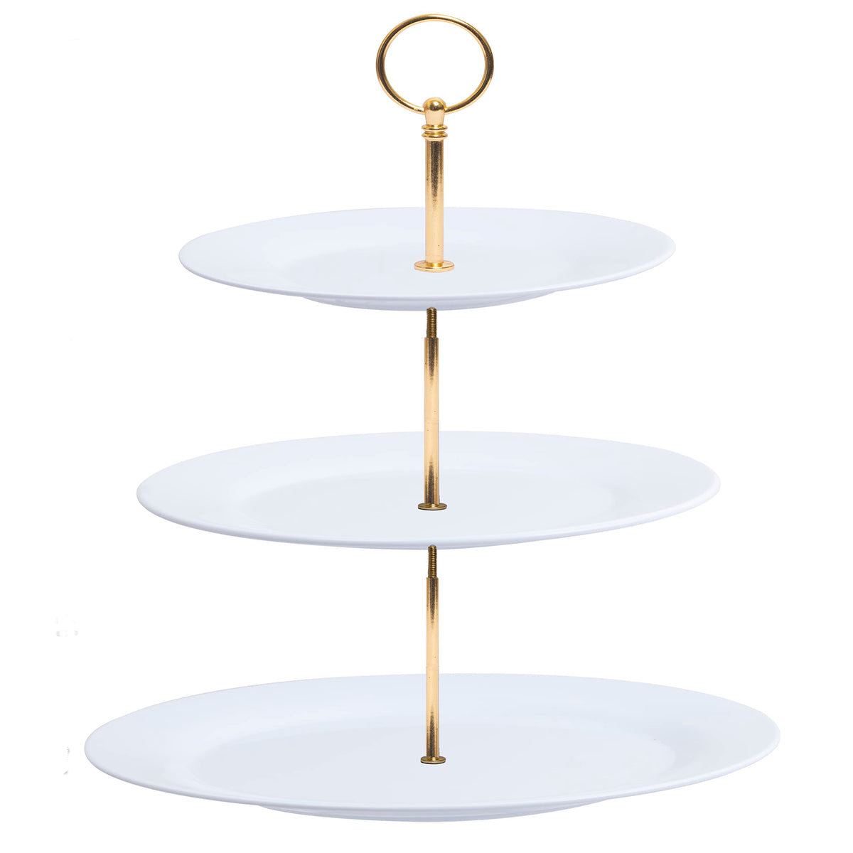 TP 3-tier cupcake stand in white melamine for elegant dessert displays.