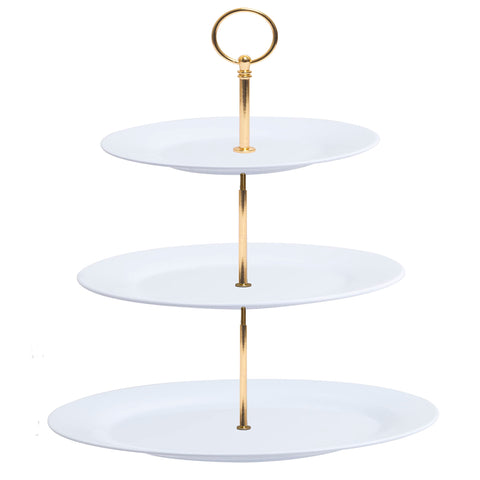 TP 3-tier cupcake stand in white melamine for elegant dessert displays.