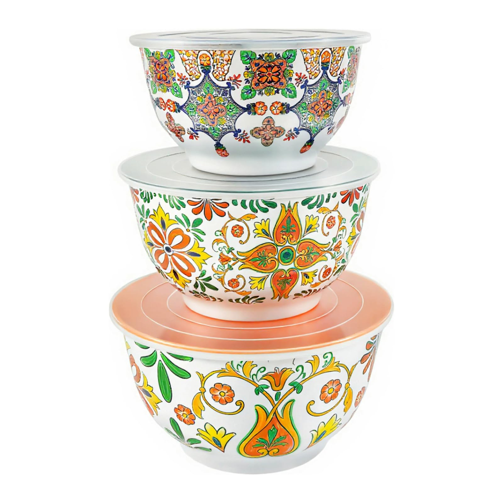 TP Aztec Bloom 2.43 qt bowl with lid for fresh salad prep
