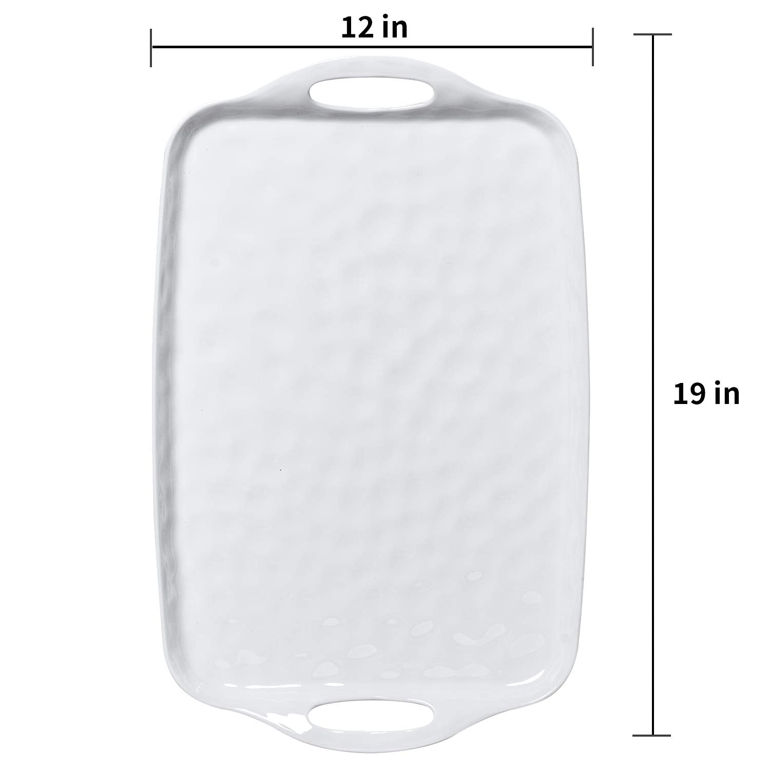 TP melamine tray not oven safe; avoid direct heat