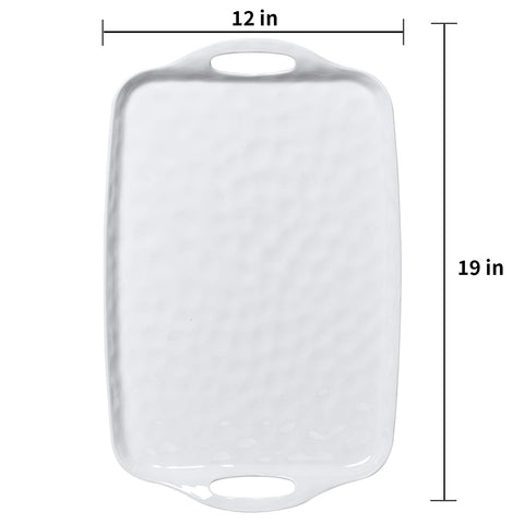 TP melamine tray not oven safe; avoid direct heat