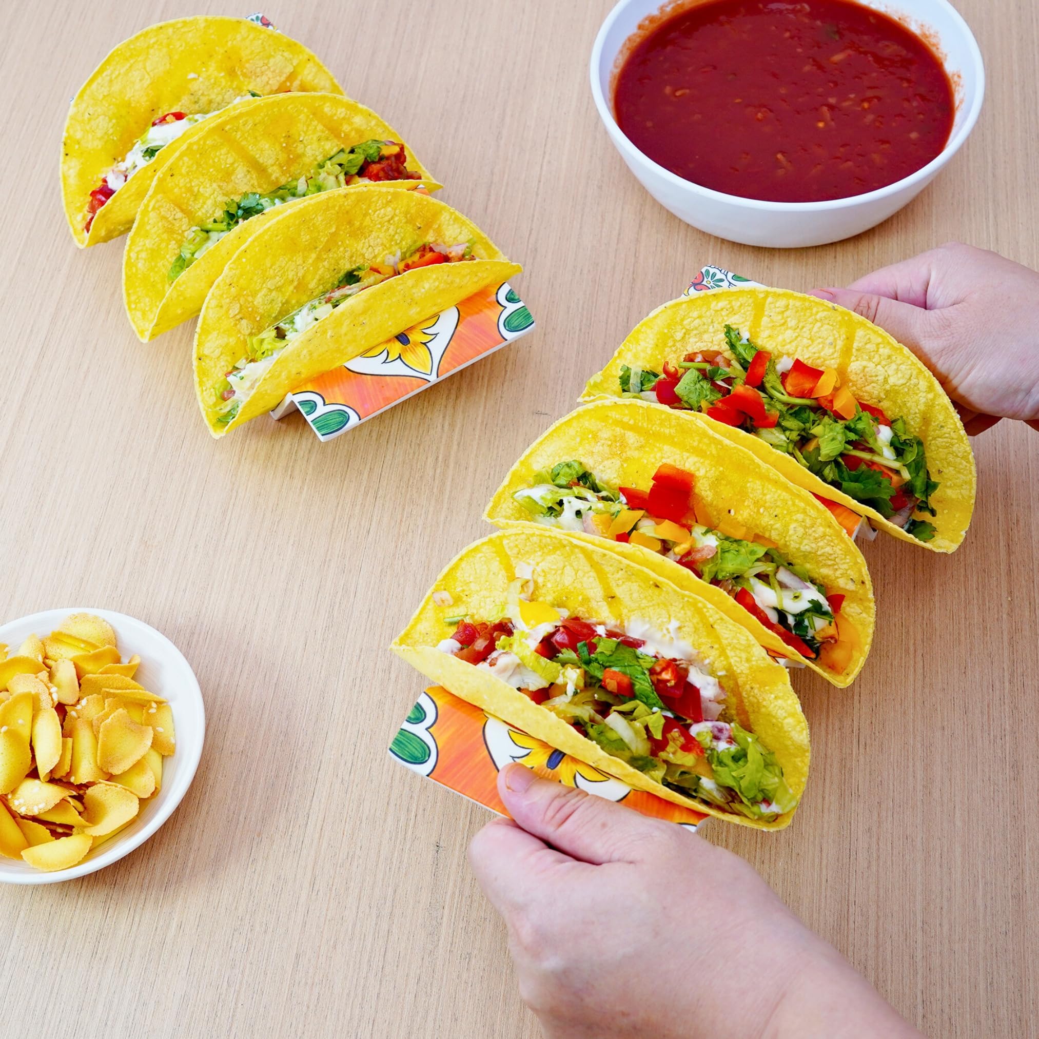 TP Taco Holder Stands top-rack dishwasher-safe for quick cleanup.