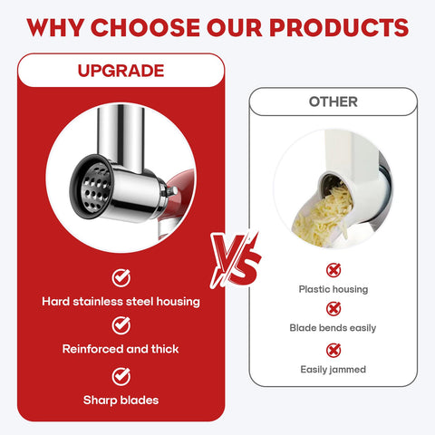 TPGSING cheese grater attachment with KitchenAid for shredding toppings and cheese.