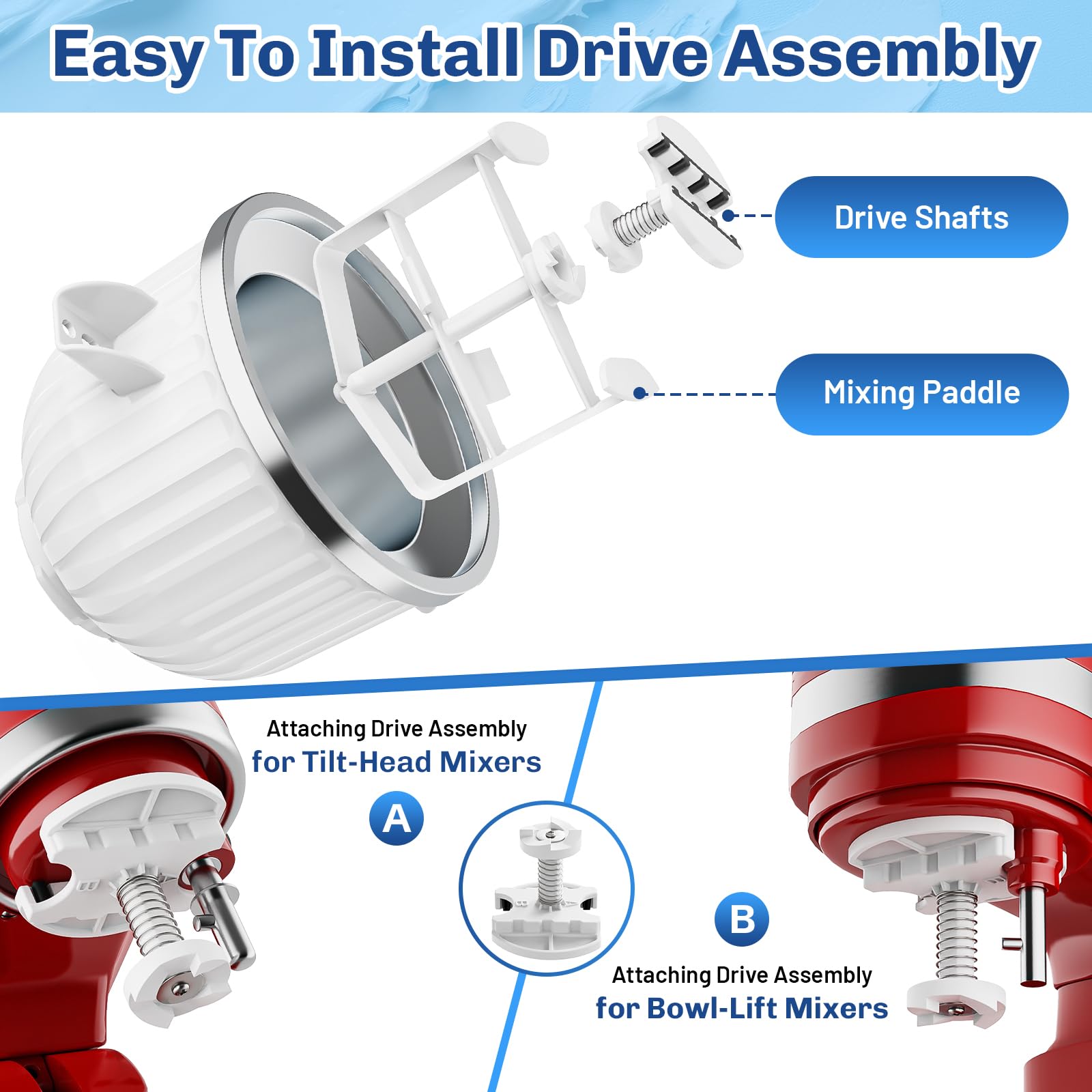 TPGSING dasher and drive assembly are dishwasher-safe for easy cleaning