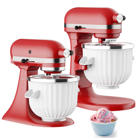 TPGSING ice cream attachment mounted on a KitchenAid mixer for easy frozen desserts at home
