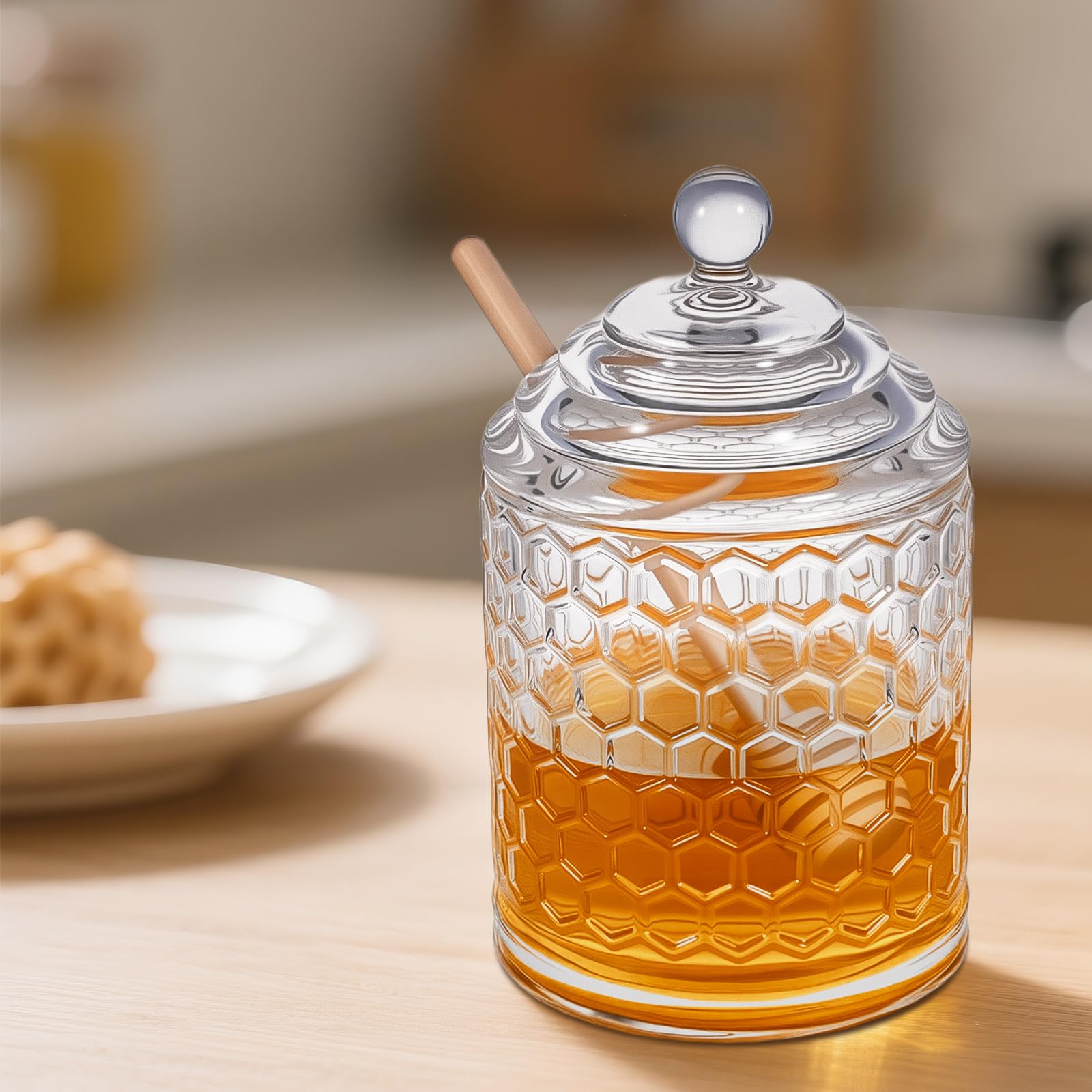 Easy-clean TPSUIPA honey container on kitchen counter